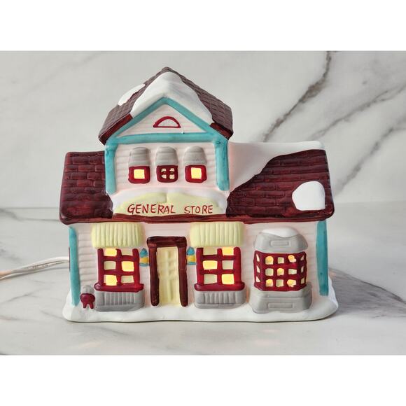 Watkins Christmas Village General Store Lighted House 5 3/4" Ceramic 1992 Vtg - Picture 3 of 15